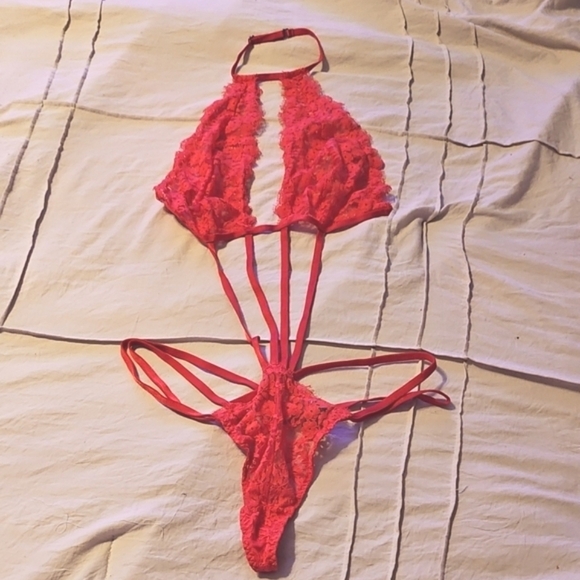 Victoria's Secret Red Lace Bodysuit - Picture 1 of 2